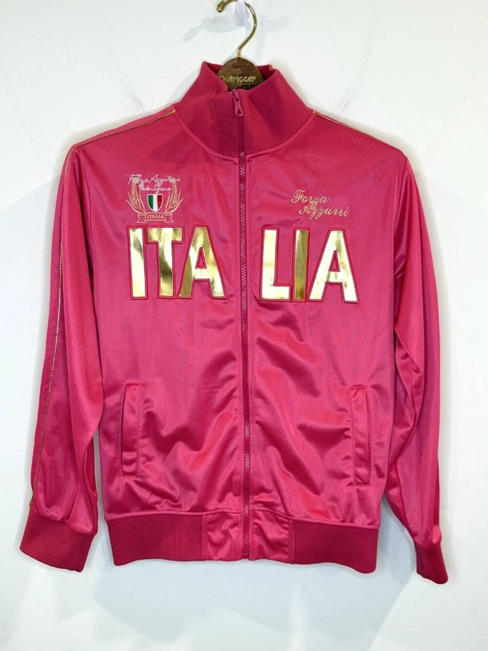 Italia Track Jacket Womens XS Forza Azzurri Federazione Pink Full Zip Gold Trim